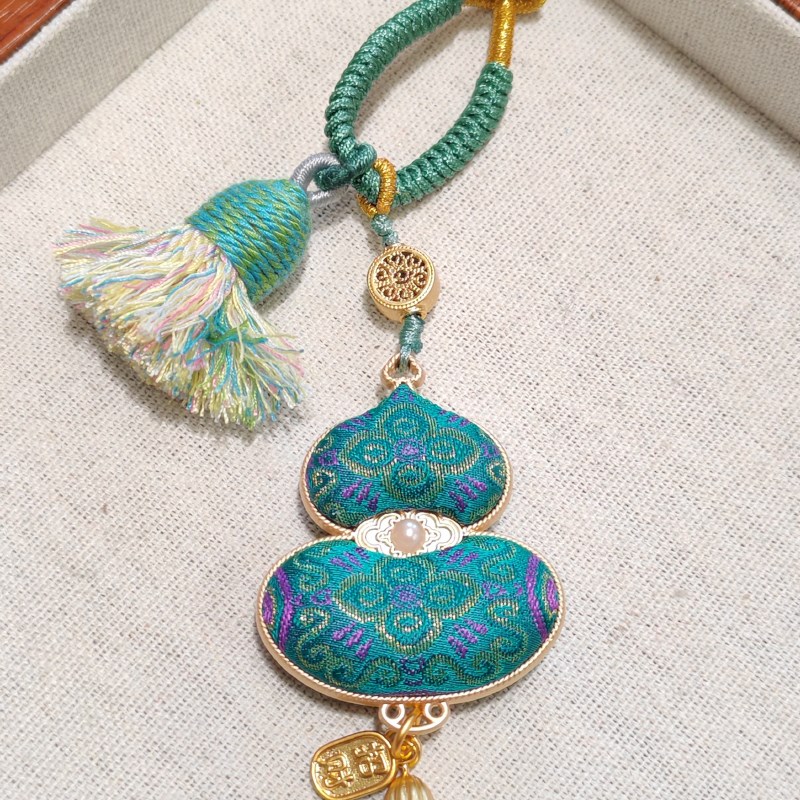 非遗宋锦上久楷定胜款纯手工名家宋锦葫芦挂件/包挂/车挂双面葫芦