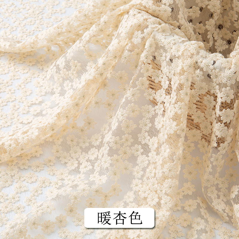 水溶蕾丝布料高档小雏菊重工绣花海绵垫/布料/面料/