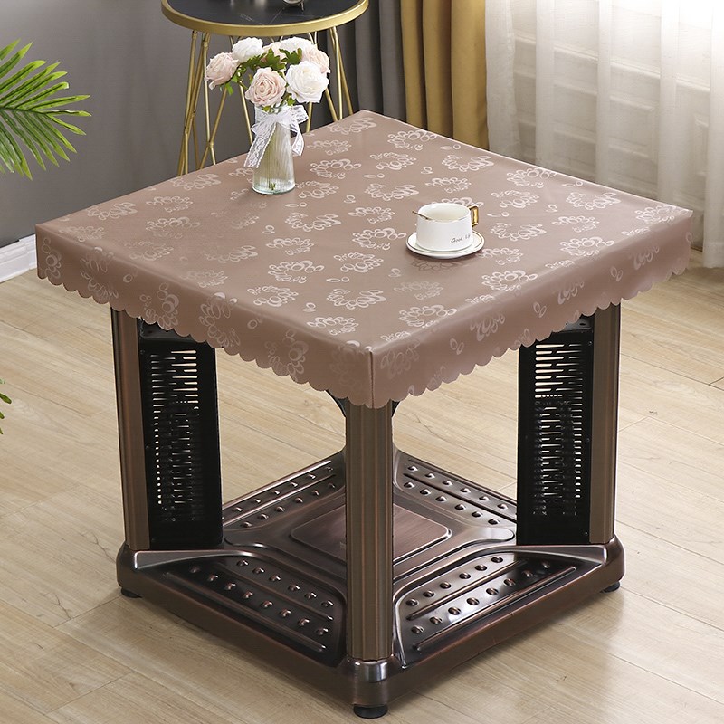 烤火电炉罩正方形防水防油pu桌布皮罩长方形桌子防烫免洗桌布桌套