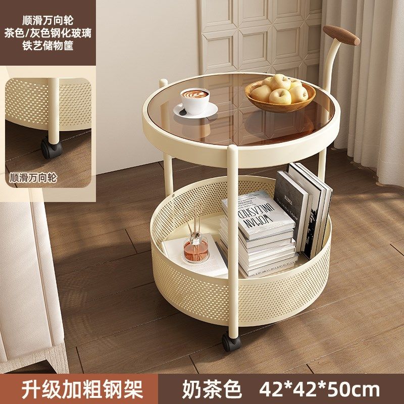 奶油风可移动边几客厅玻璃小推车网红简约小茶几小户型卧室床边桌,住宅家具,移动边几/推车,淘宝优惠券,粉丝福利购,淘宝优惠卷