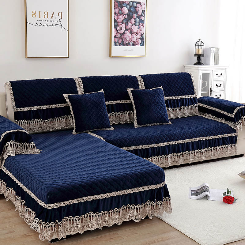 毛绒沙发垫四季通用布艺防滑坐垫靠背巾客厅欧式全包沙发套罩冬季