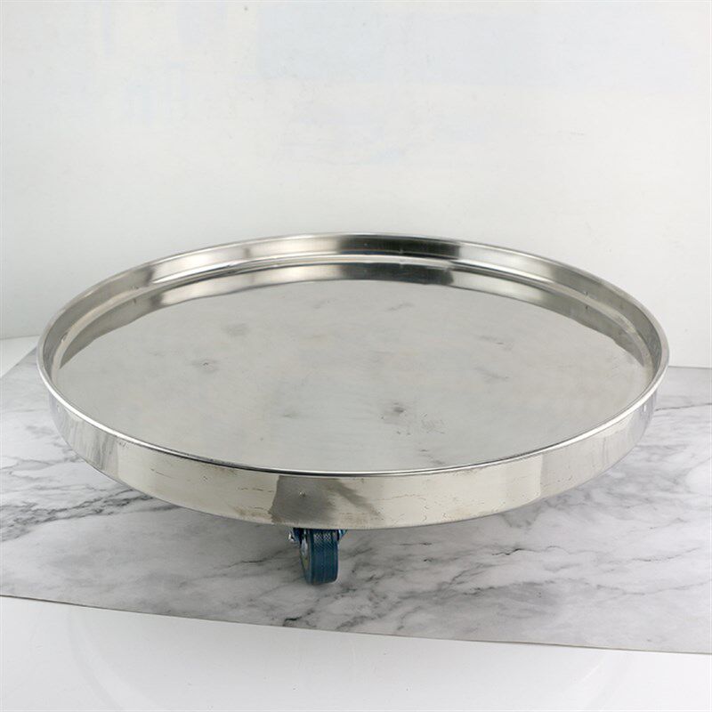 不锈钢圆形周转车加厚保温桶汤桶底座架平板圆盘带轮子移动推车饭