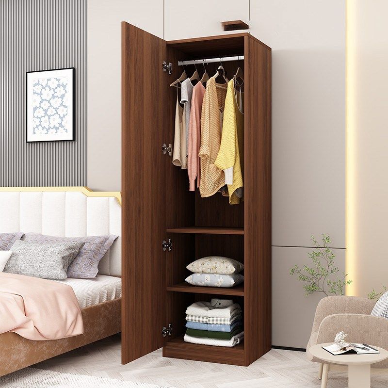 2米单门衣柜实木生态板成人储物立柜现代中式阳台简卧室衣橱边柜