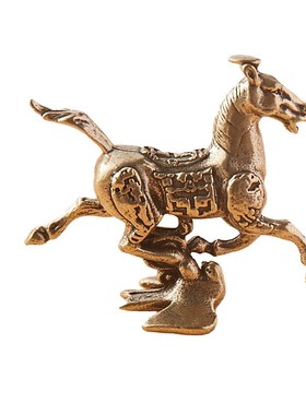 纯铜马踏飞燕生肖马奔马摆件马到成功家居办公商铺前台桌面装饰品