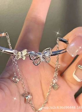 ins风仙女气质蝴蝶手链女新款小众设计半镯半链流苏闺蜜手镯手链