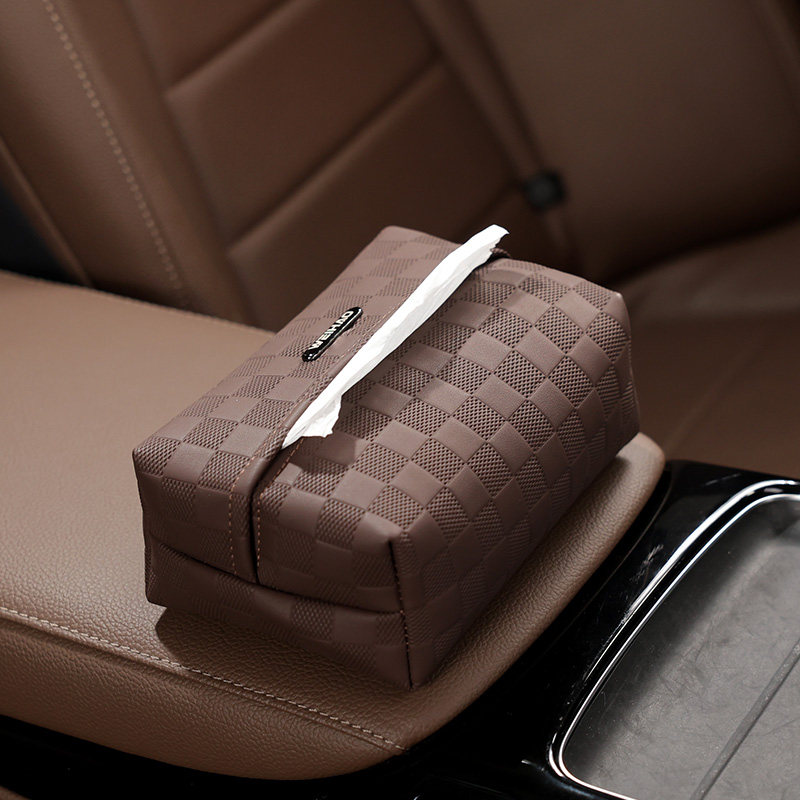 车载高档格子多功能纸巾包