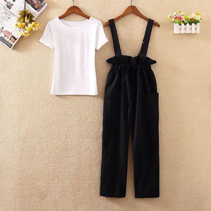 背帶褲女夏裝牛仔初中學生寬松15歲少女可愛俏皮短褲兩件套裝時尚在類目 女裝/女士精品, 褲子, 休閒褲中 - 來自Buy2taobao.com提供專業的淘寶代購服務