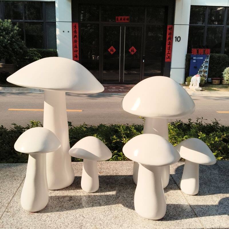户外庭院蘑菇造型装饰摆件白色现代简约景观装饰品