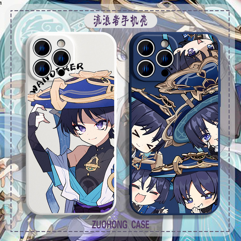 原神苹果13手机壳iphone14promax适用12流浪者11新款8plus散兵xsmax女x男xr游戏7p周边se3创意mini液态硅胶6s