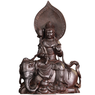 絮旧印度小叶紫檀普贤菩萨摆件红木檀香紫檀青象守护神客厅神像佛