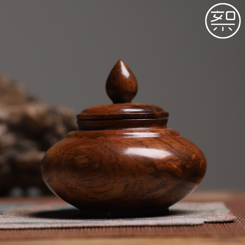 絮旧海南黄花梨茶叶罐品香罐降香黄檀红木收藏博古架摆件老料油梨