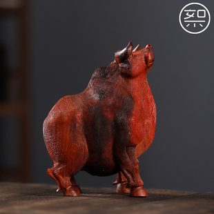 絮旧印度小叶紫檀生肖丑牛摆件檀香紫檀红木手工雕刻牛气冲天送礼