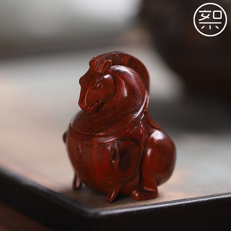 印度小叶紫檀唐马手把件