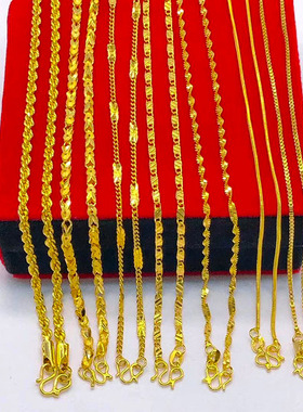 久不掉色沙仿真金项链纯金色首饰