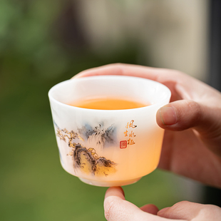 高档璞玉茶杯高档德化白瓷功夫茶具单杯品茗杯茶艺杯陶瓷主人杯