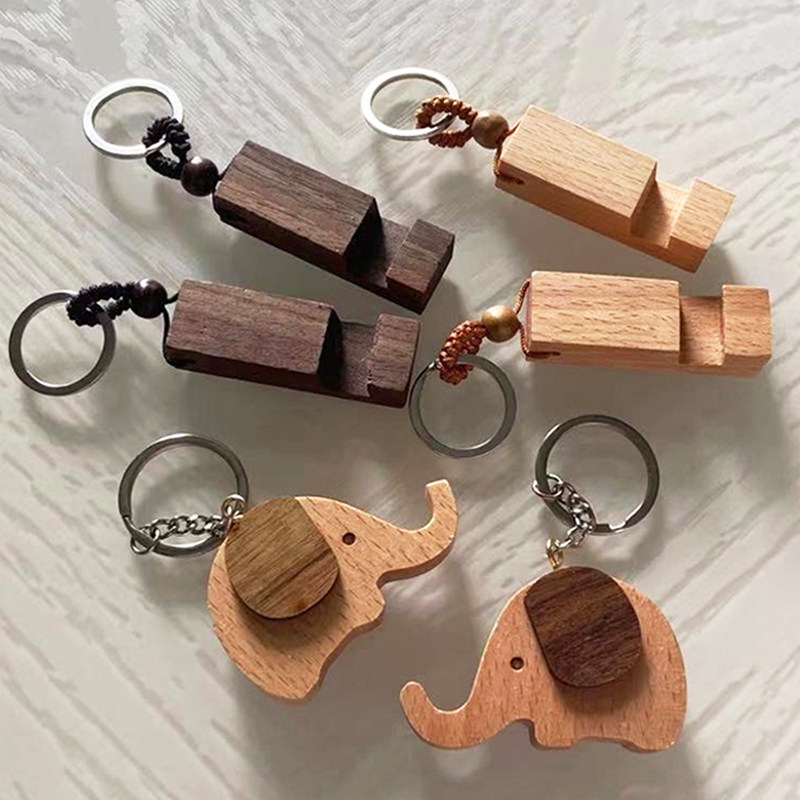 实木手机小支架迷你小巧便携手机架钥匙扣实木手机座刻字刻logo