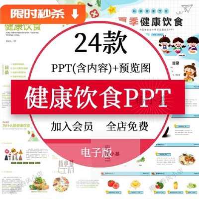 营养知识PPTPPT（含内容) 预览图小24款饮食讲座膳食模板健康饮食