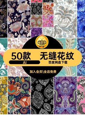 火腿纹图案AI腰果花无缝50款背景民族花纹装饰AIAIAI风佩斯利AI