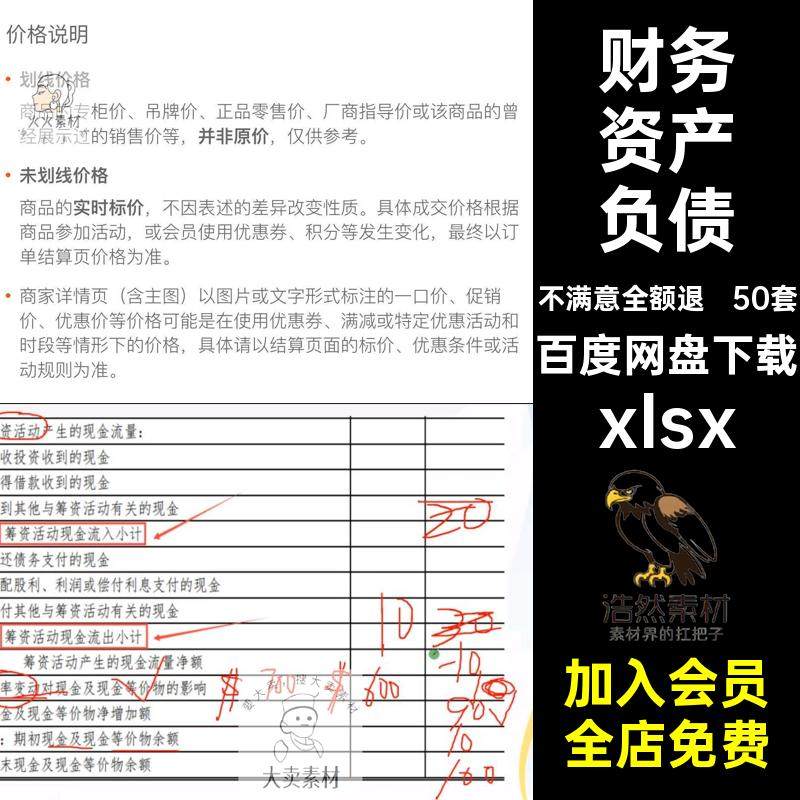 财务三大报表模板现金流量表电子模板excel财务报表分析资产负债