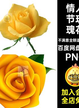 花瓣花束PNG黄色50款花朵图片素材png手绘剪影情人节免抠期前ps