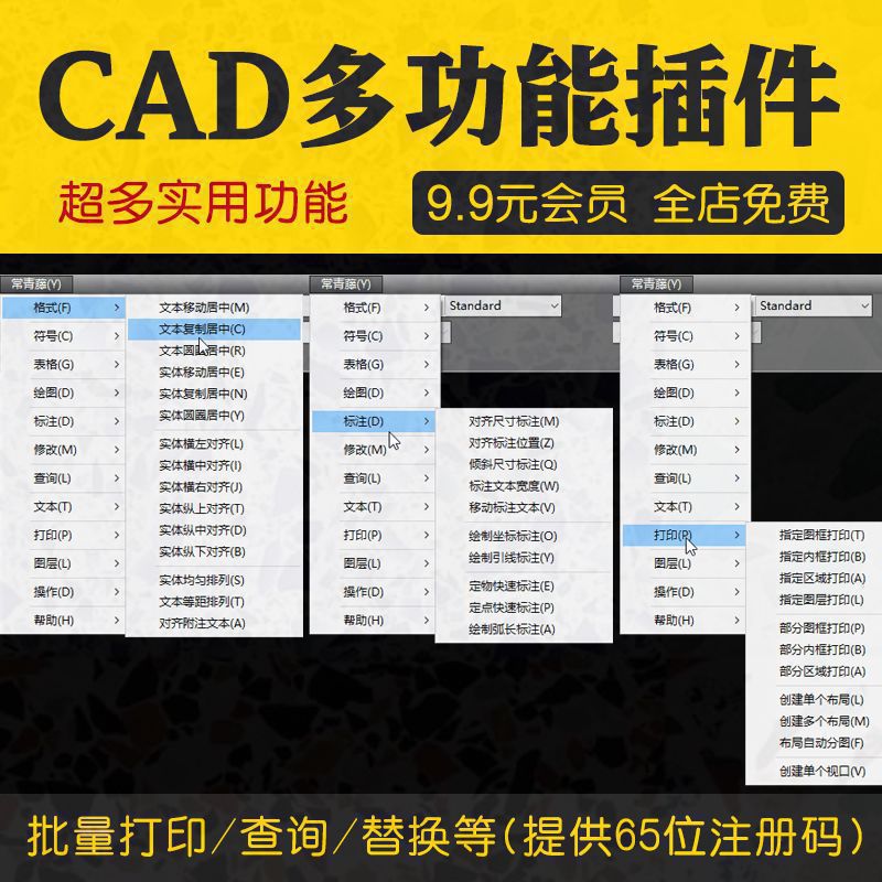 排版批量插件大全神器cad打印常青藤画图标注算量面积辅助工具箱