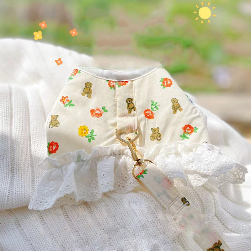 日韩风猫咪牵引绳背心式防挣脱外出专用可调节遛猫绳宠物狗狗绳子