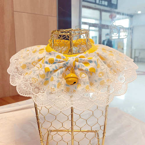 超可爱的宠物蕾丝铃铛项圈