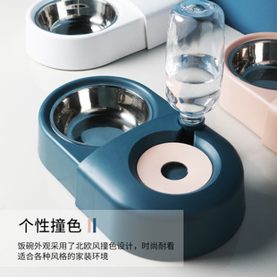 不湿嘴水碗猫碗自动饮水双碗饭y碗防打翻狗食盆狗狗喝水狗碗宠物