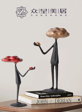 现代轻奢样板房间金属人物雕塑摆件售楼处客厅玄关柜桌面软装饰品