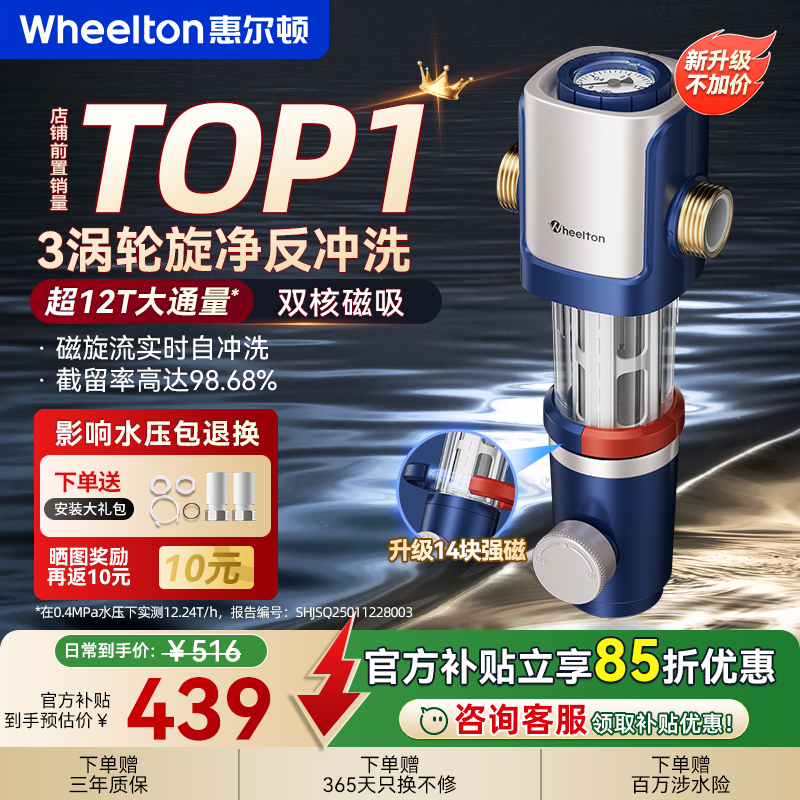 惠尔顿爆款12T前置过滤器反冲洗