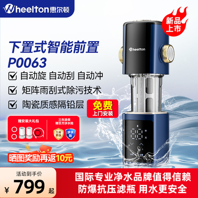 惠尔顿前置过滤器家用P0063下置式智能自动清洗饮水机全屋净水器