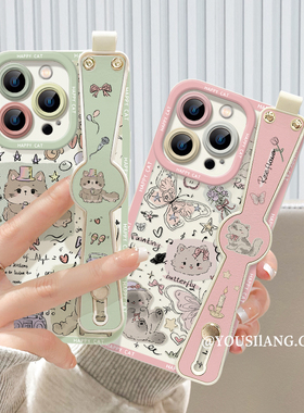 魔术猫咪iqoo11手机壳iqoo10/9/8pro新款腕带iqooneo7/6/5se液态硅胶IQOO7防摔女iq005/3全包iqooz5/z3/z1套