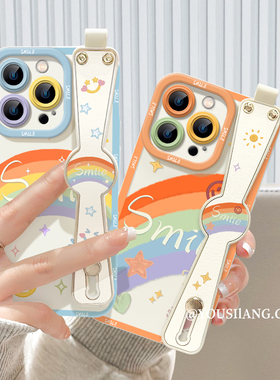 夏天彩虹iqoo11手机壳iqoo10/9/8pro新款腕带iqooneo7/6/5se液态硅胶IQOO7防摔女iq005/3全包iqooz5/z3/z1套