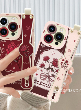 亮眼玫瑰iqoo11手机壳iqoo10/9/8pro新款腕带iqooneo7/6/5se液态硅胶IQOO7防摔女iq005/3全包iqooz5/z3/z1套