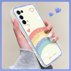 opporeno5手机壳reno5pro液态硅胶reno5pro+网红新款reno5k彩虹OPPO小众高级感Reno5简约ins风少女PRO保护套