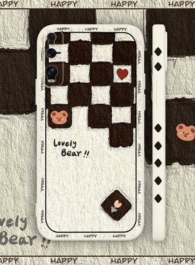 饼干格子熊oppofindx2手机壳findx2pro液态硅胶PDEM10全包镜头防摔fdx2直角边fandx2pro保护套创意女PRO侧边