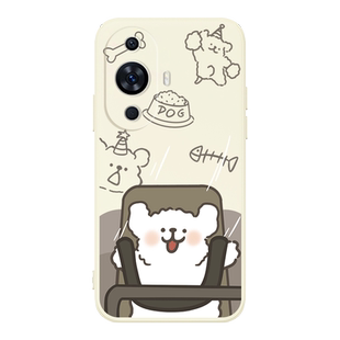 欢乐游玩狗狗适用华为nova11手机壳nova10/9新款NOVA8PRO液态硅胶nowa7超薄防摔nova9se卡通全包镜头女SE外套