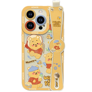 网红小熊适用苹果14手机壳新款iPhone15promax高级感13pro支架12mini全包11p防摔女7p/8p液态硅胶xs/xr保护套