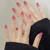 手工美甲贴片辣妹玫红渐变猫眼2026新款 高级感穿戴甲短款 玫意千浔