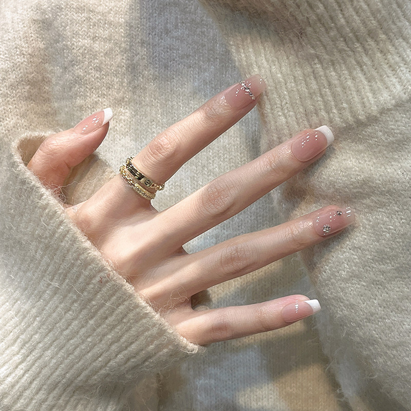 MILIMI纯手工穿戴甲裸色碎钻精致显白高级短款法式美甲春雪疏影,彩妆/香水/美妆工具,穿戴甲/甲片,淘宝优惠券,粉丝福利购,淘宝优惠卷