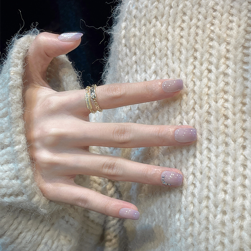 高级新款晶石猫眼穿戴甲冰透浅紫