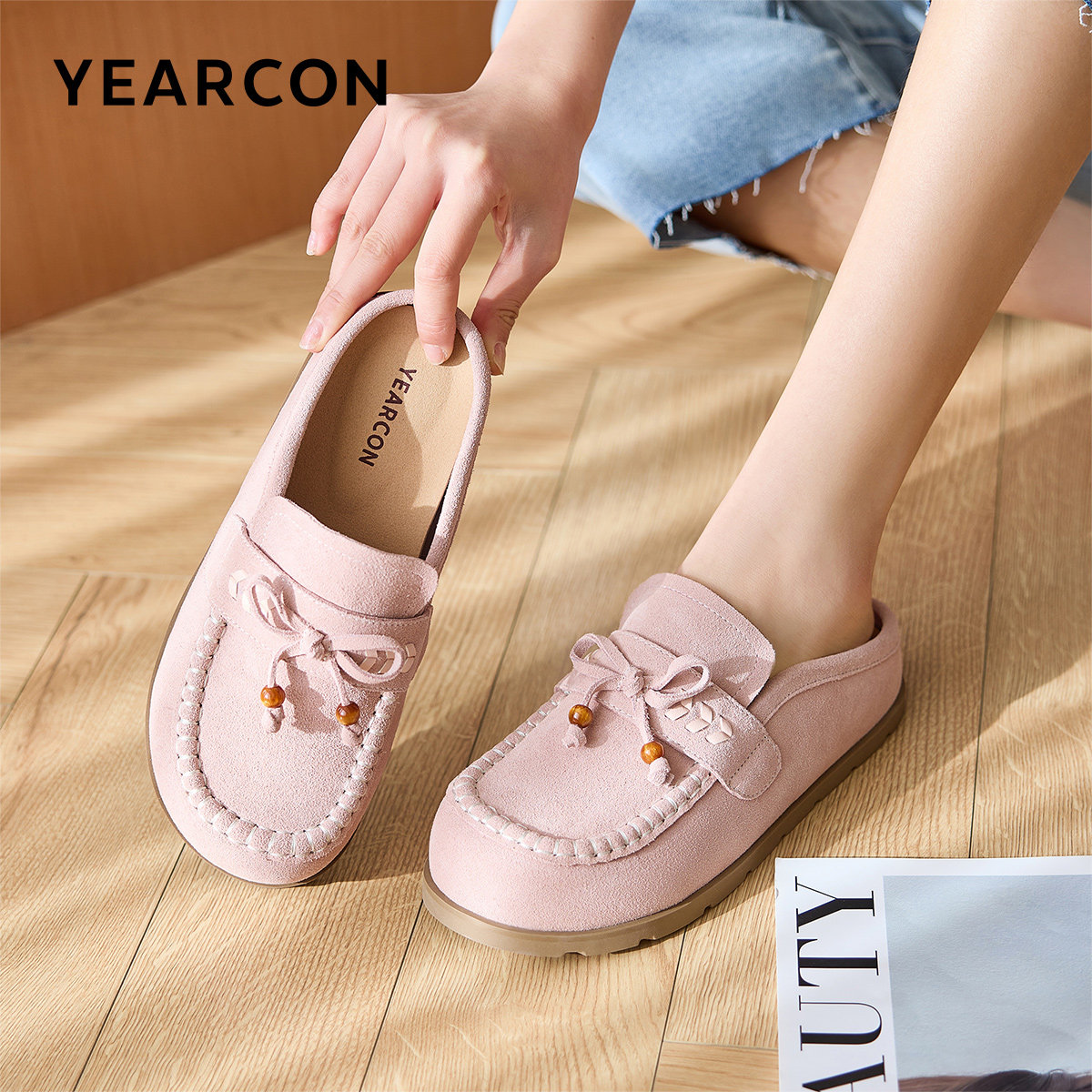 意尔康穆勒鞋女2026新款软底舒适懒人鞋平底包头半拖通勤百搭女鞋