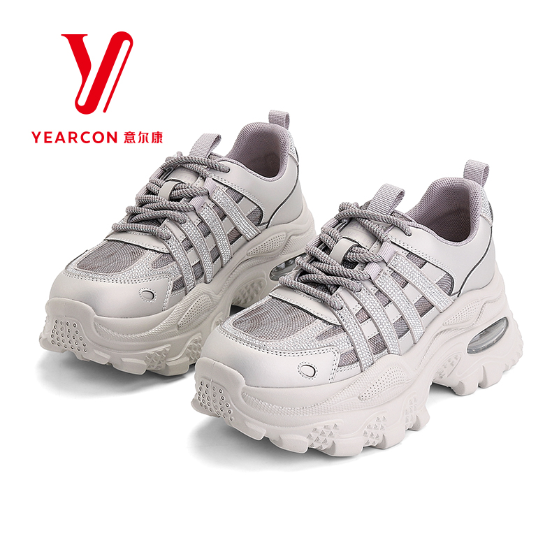 意尔康女鞋2025年新款秋季老爹鞋女厚底增高休闲鞋百搭时尚运动鞋