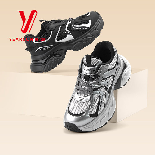 意尔康女鞋2025新款冬季老爹鞋女