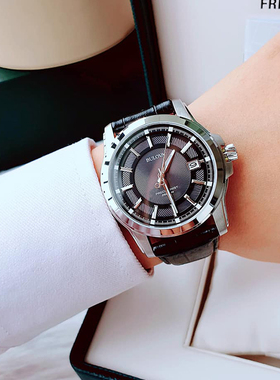 宝路华Bulova男腕表96B158 Precisionist时尚扫秒皮带石英男手表