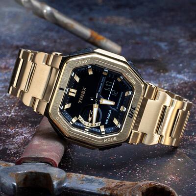 Timex双显八角形男运动手表