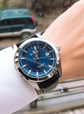 宝路华男表Bulova 262 kHz蓝色表盘休闲皮带防水男扫秒手表96B257