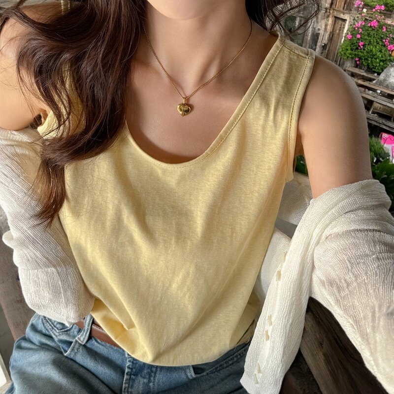 春夏季百搭宽松慵懒风打底可外穿小吊带背心女式内搭遮肉无袖上衣