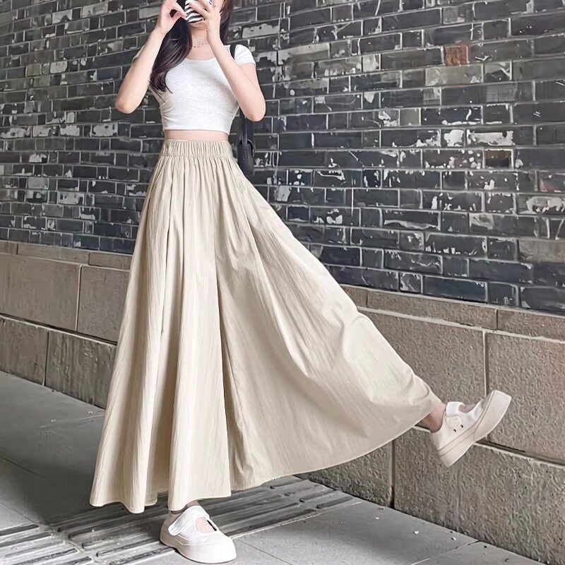 慵懒山本裙裤女夏季薄款2026新款高腰大码胖mm垂感冰丝休闲阔腿裤