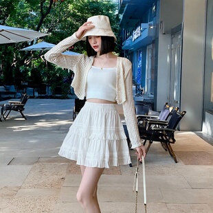 蕾丝蛋糕裙女春夏新款半身裙学院风白色短裙减龄高腰气质优雅裙子